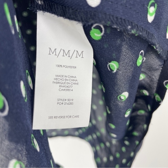 CAbi Martini Blouse M Print Button Up Top Blue Green White Button Up - Picture 4 of 6